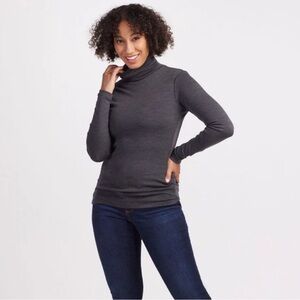 WoolX Peyton 100% Merino Wool Turtleneck 
Dark Grey Heather, Size Medium